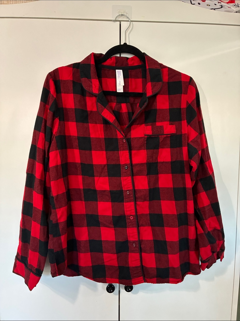 Stars Above L Pajama Set Red and Black Buffalo Plaid Button-Up Top & Pant
